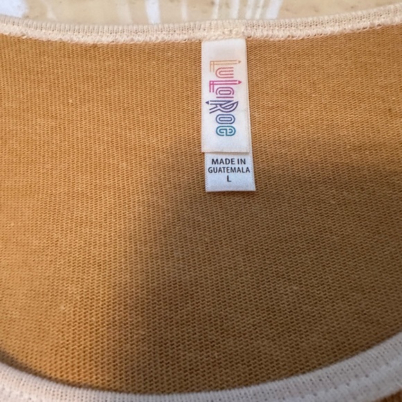 LuLaRoe cream yellow skirt set classic T and Azure skirt Roses L XL - Picture 13 of 13